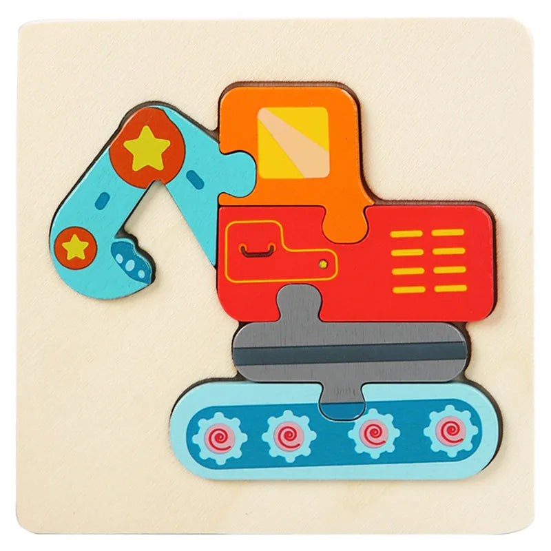 3D Cartoon Animal Wooden Puzzle - Cognitive Development Jigsaw for Early Education and Gift Giving