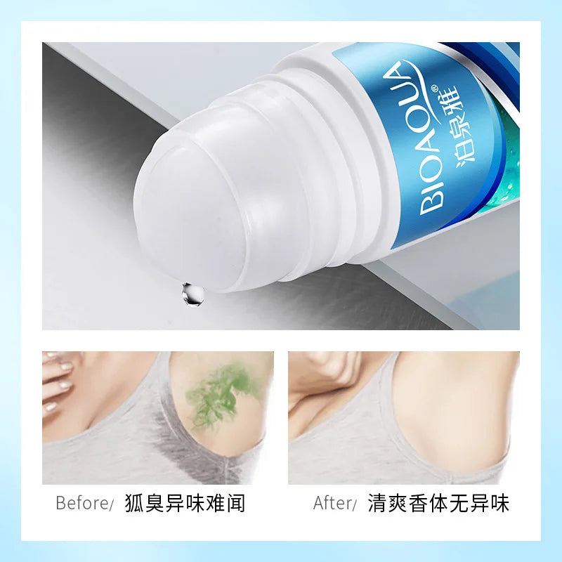 BIOAQUA Men Roll-On Antiperspirants Lotion Underarm Deodorant Long Lasting Fragrance Retention Summer Antiperspirant Perfumes