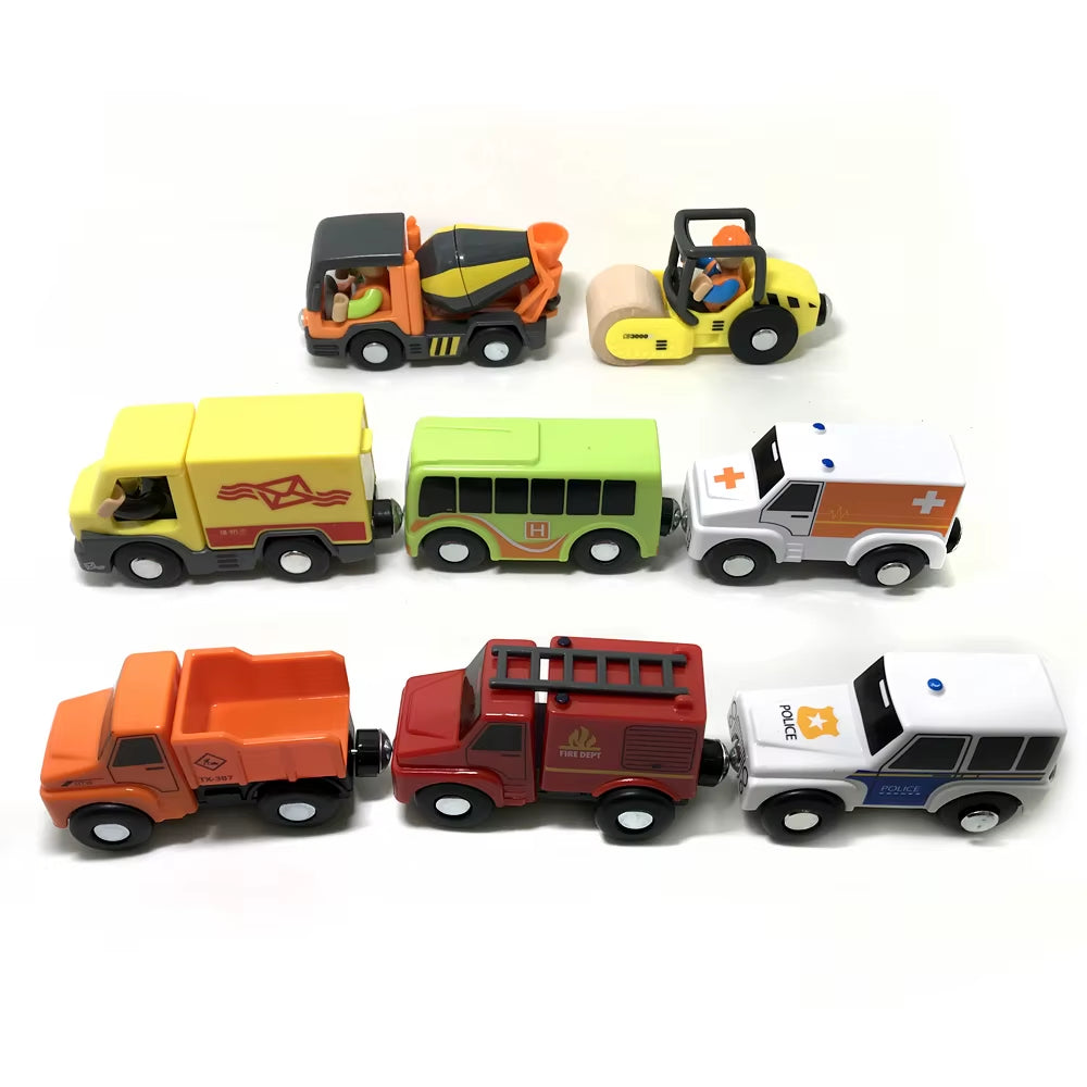 Magnetic Car Toy Function Train Track Scene Car Truck Accessories Compatible with Wooden Track Children'S Educational Toys W09