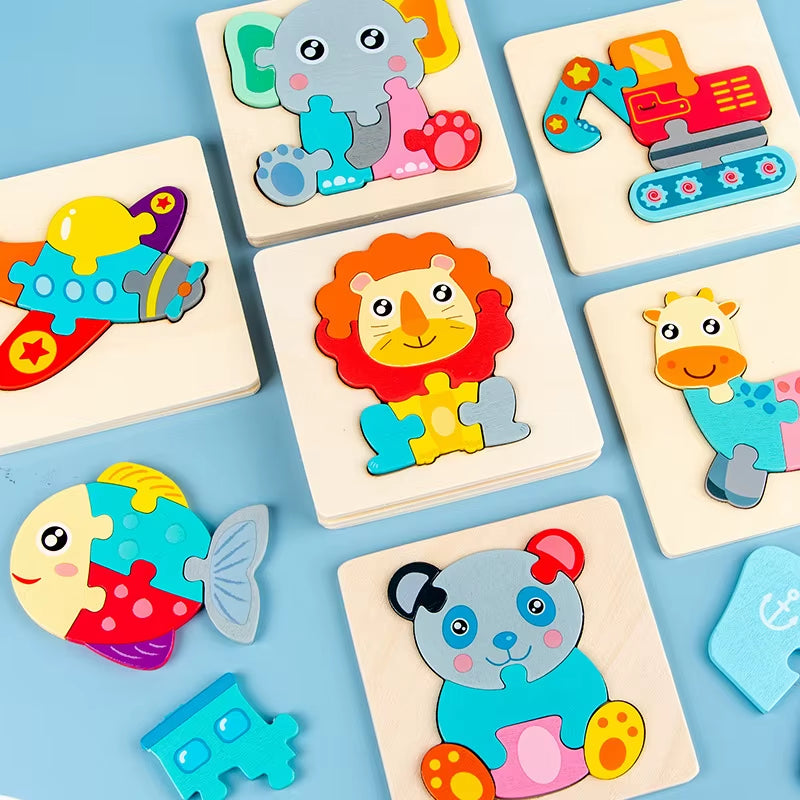 3D Cartoon Animal Wooden Puzzle - Cognitive Development Jigsaw for Early Education and Gift Giving