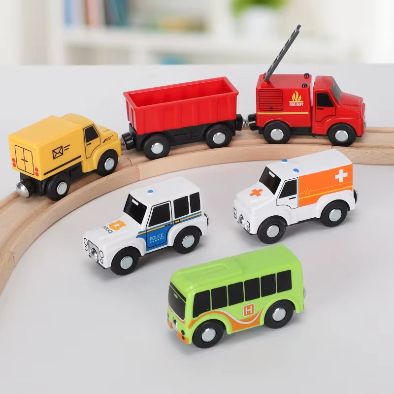 Magnetic Car Toy Function Train Track Scene Car Truck Accessories Compatible with Wooden Track Children'S Educational Toys W09