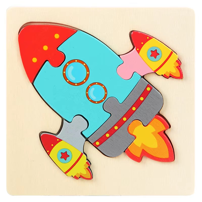3D Cartoon Animal Wooden Puzzle - Cognitive Development Jigsaw for Early Education and Gift Giving