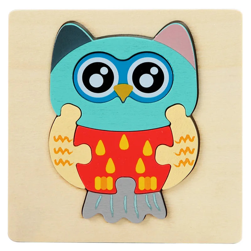 3D Cartoon Animal Wooden Puzzle - Cognitive Development Jigsaw for Early Education and Gift Giving