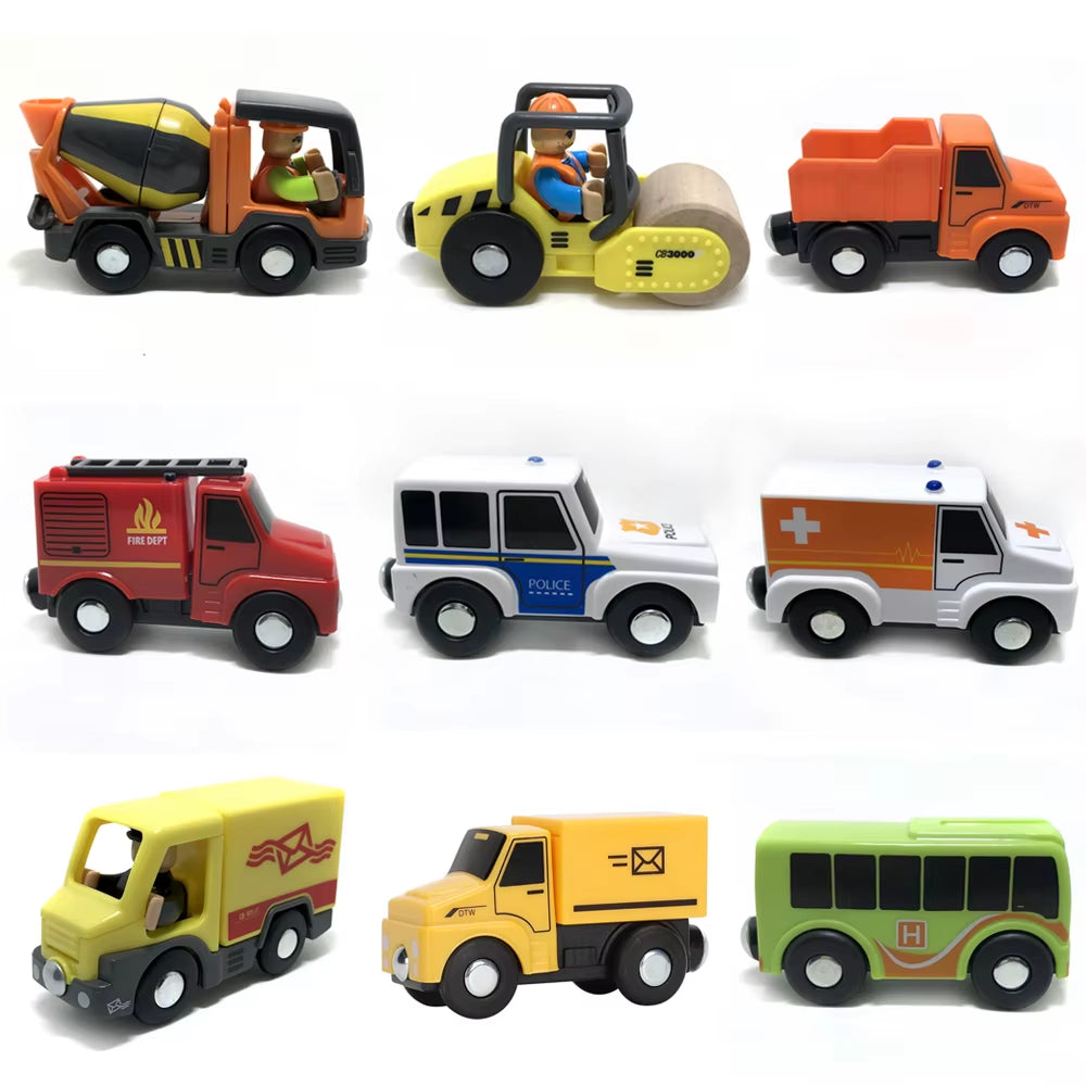 Magnetic Car Toy Function Train Track Scene Car Truck Accessories Compatible with Wooden Track Children'S Educational Toys W09