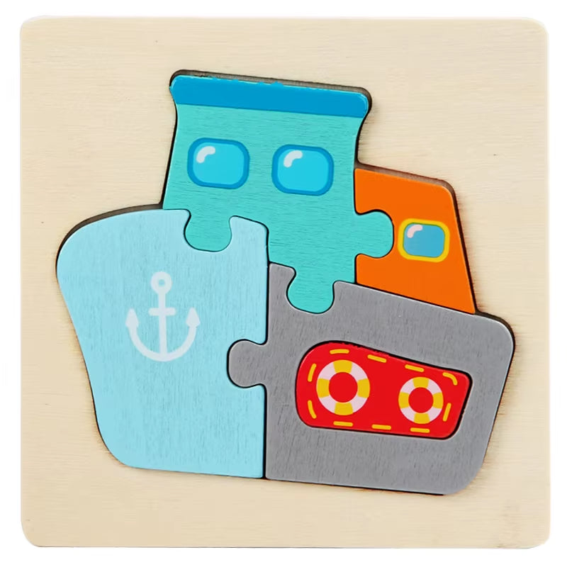 3D Cartoon Animal Wooden Puzzle - Cognitive Development Jigsaw for Early Education and Gift Giving