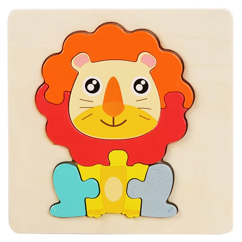 3D Cartoon Animal Wooden Puzzle - Cognitive Development Jigsaw for Early Education and Gift Giving