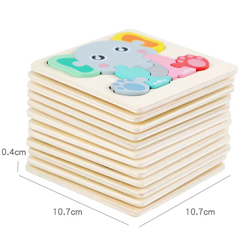 3D Cartoon Animal Wooden Puzzle - Cognitive Development Jigsaw for Early Education and Gift Giving
