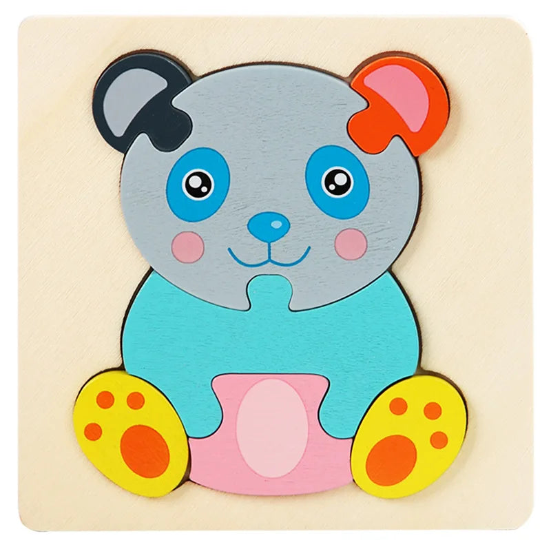 3D Cartoon Animal Wooden Puzzle - Cognitive Development Jigsaw for Early Education and Gift Giving