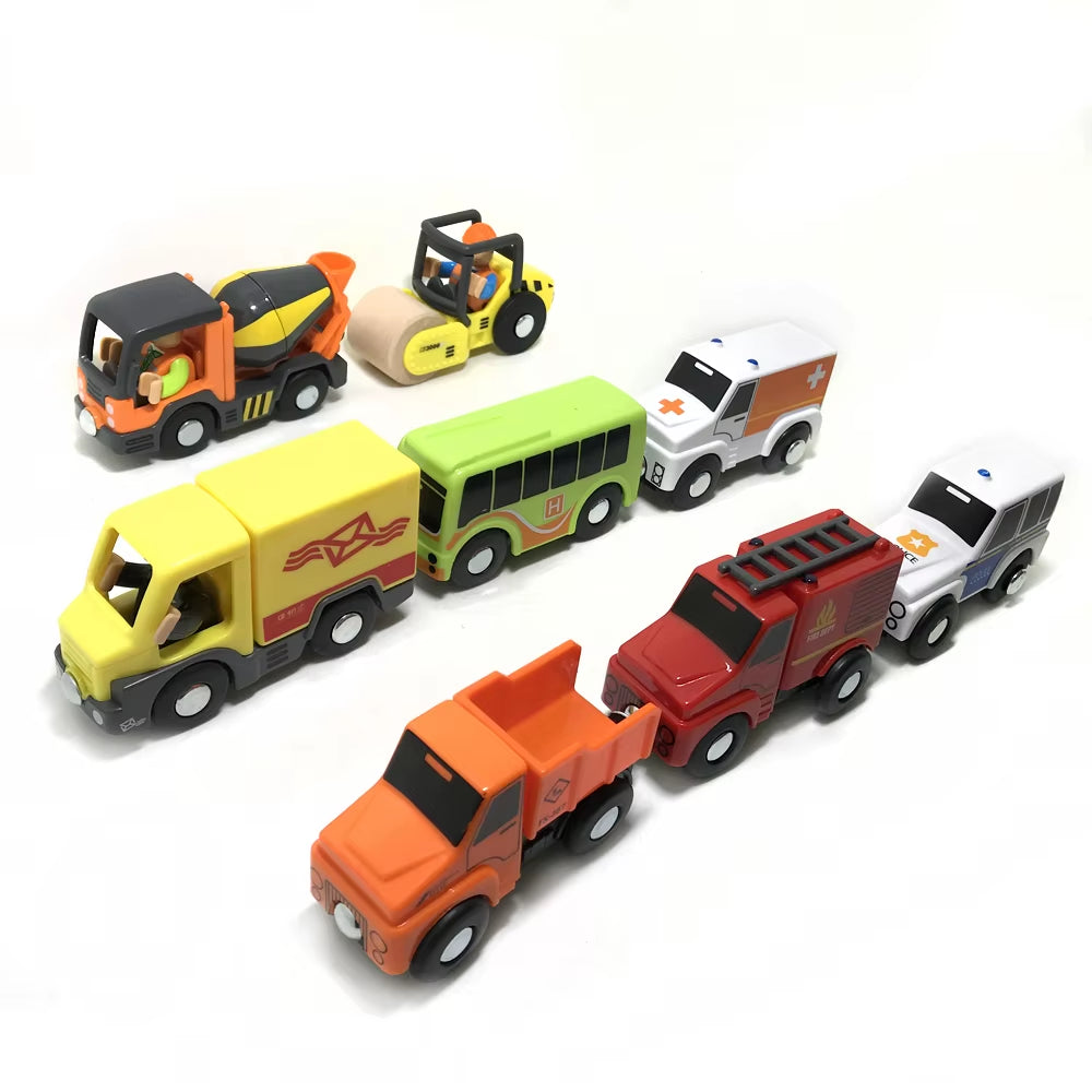 Magnetic Car Toy Function Train Track Scene Car Truck Accessories Compatible with Wooden Track Children'S Educational Toys W09