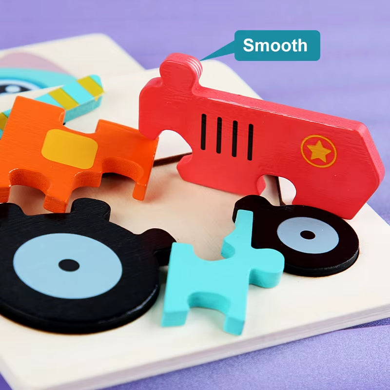 3D Cartoon Animal Wooden Puzzle - Cognitive Development Jigsaw for Early Education and Gift Giving