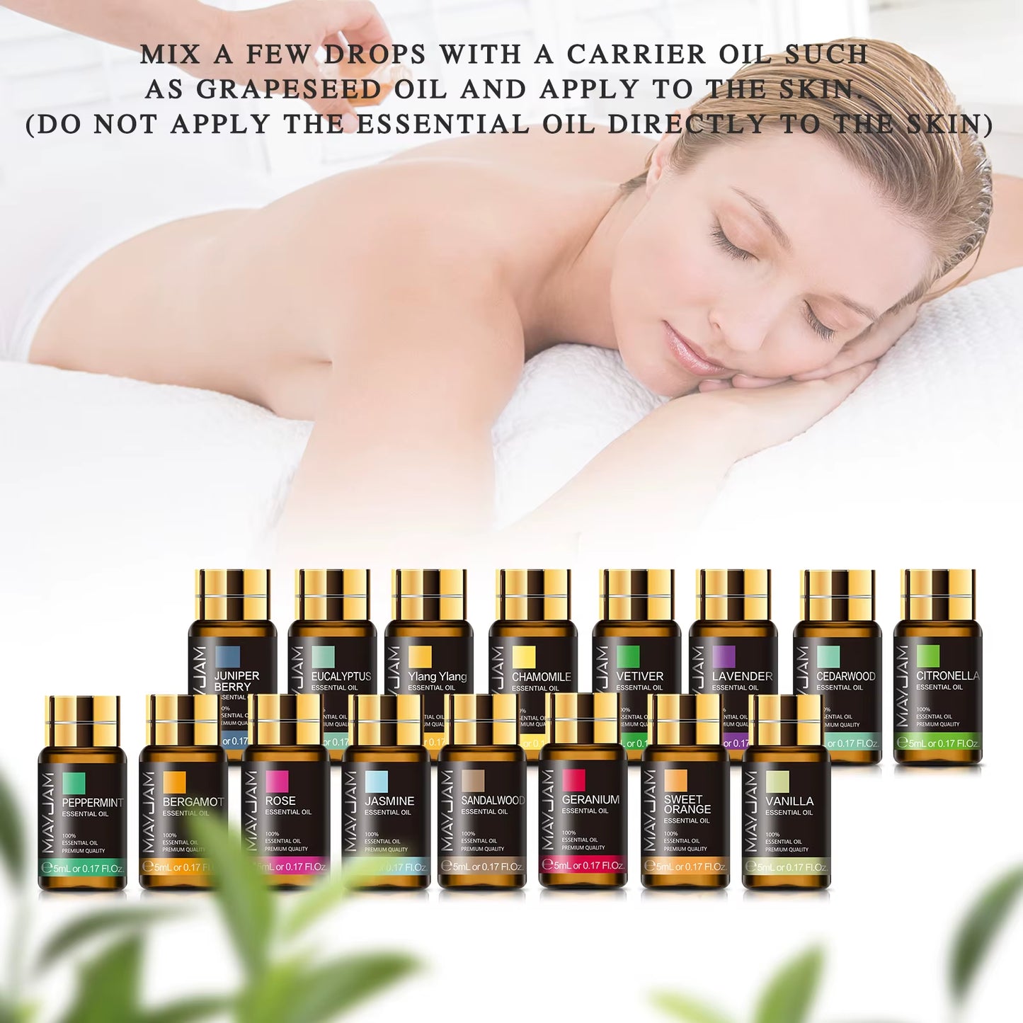 28Pcs Pure Natural Essential Oils Gift Set Massage Shower Diffuser Aroma Oil Lavender Vanilla Sage Jasmine Rose Stress Relief