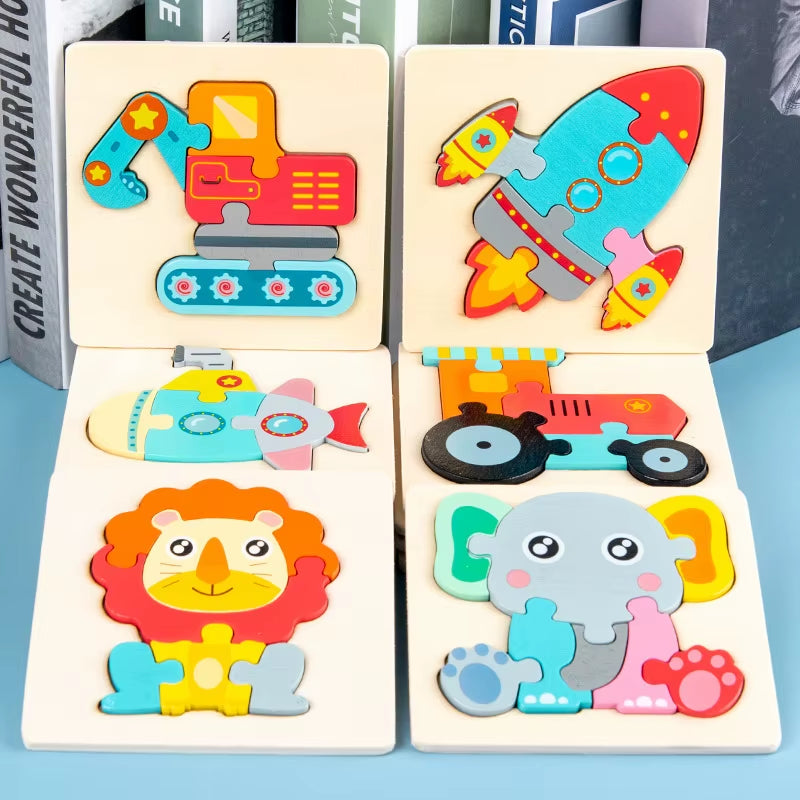 3D Cartoon Animal Wooden Puzzle - Cognitive Development Jigsaw for Early Education and Gift Giving