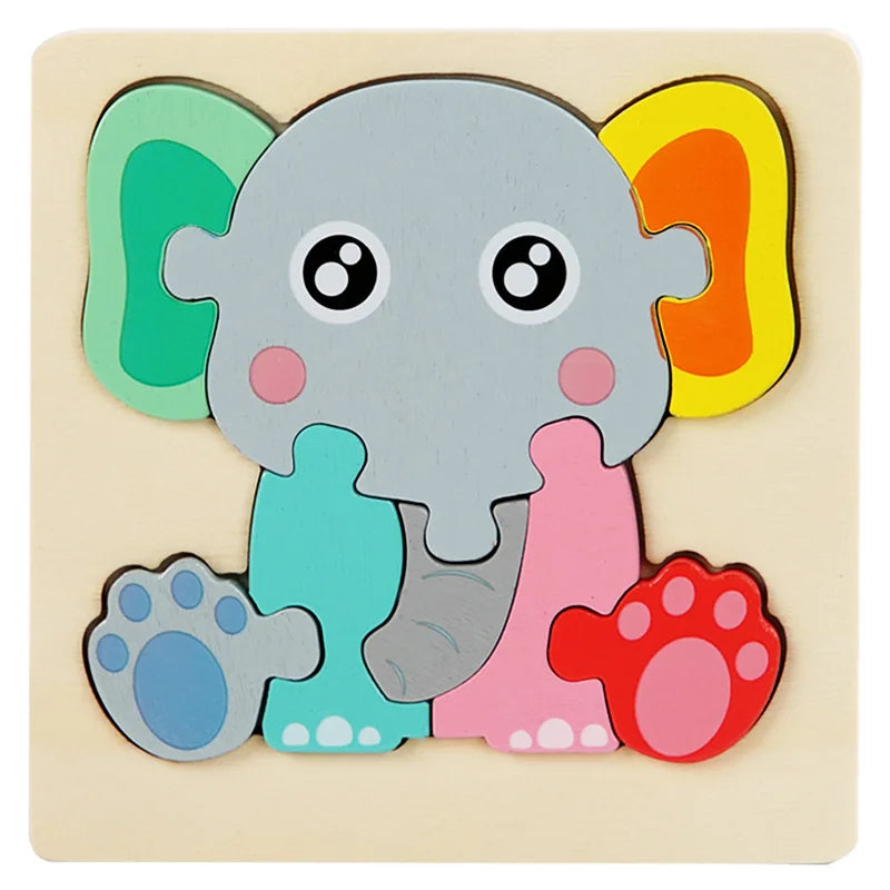 3D Cartoon Animal Wooden Puzzle - Cognitive Development Jigsaw for Early Education and Gift Giving