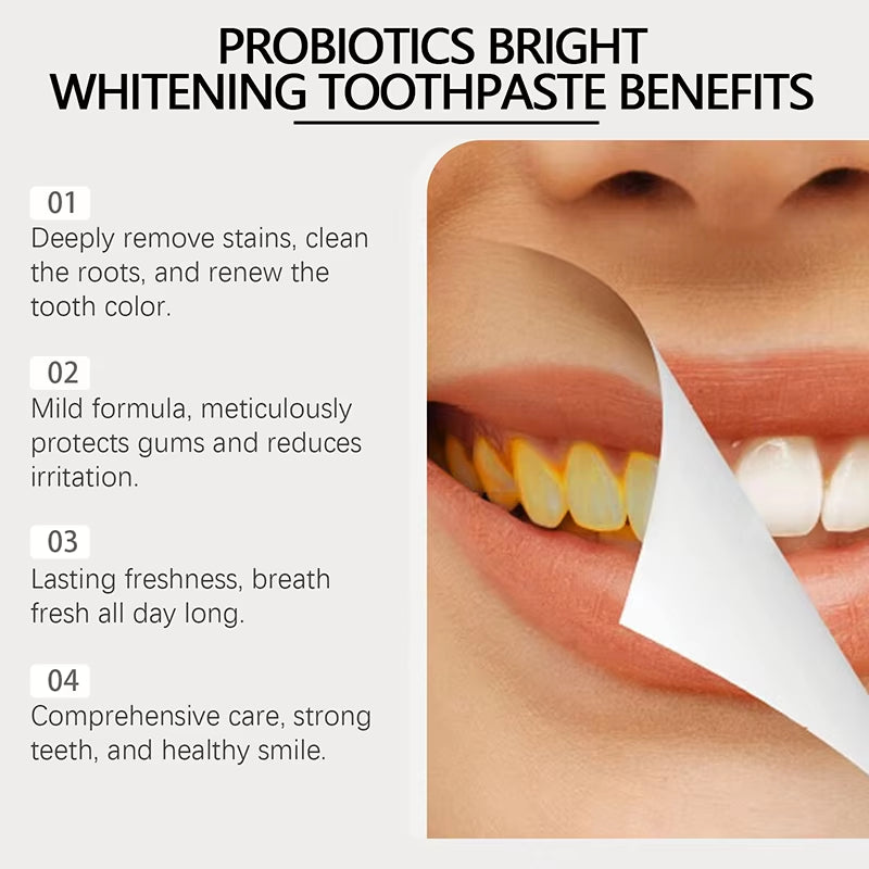 SP-6 Probiotic Toothpaste Whiten Clean Teeth Remove Stains Oral Care Management Fresh Breath with Sodium Saccharin Lactobacillus