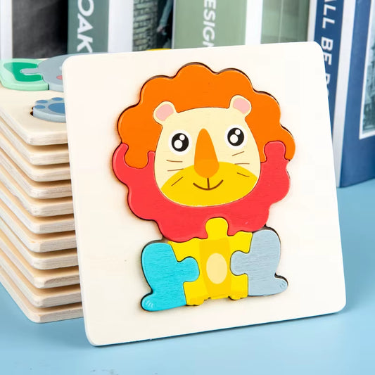 3D Cartoon Animal Wooden Puzzle - Cognitive Development Jigsaw for Early Education and Gift Giving