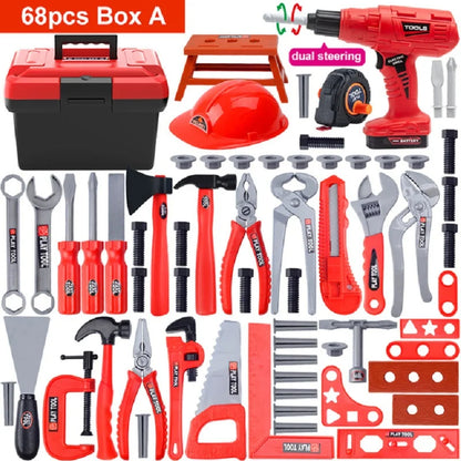 Children'S Toolbox Engineer Simulation Repair Tools Pretend Toy Electric Drill Screwdriver Repair Kit Play House Toys Kids Gift