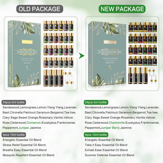 28Pcs Pure Natural Essential Oils Gift Set Massage Shower Diffuser Aroma Oil Lavender Vanilla Sage Jasmine Rose Stress Relief