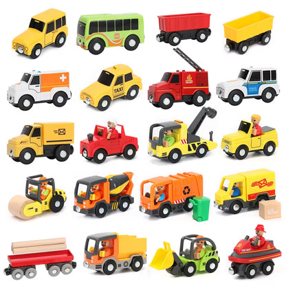 Magnetic Car Toy Function Train Track Scene Car Truck Accessories Compatible with Wooden Track Children'S Educational Toys W09