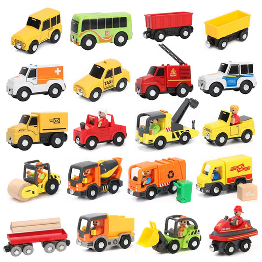 Magnetic Car Toy Function Train Track Scene Car Truck Accessories Compatible with Wooden Track Children'S Educational Toys W09